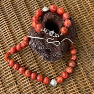 Red Coral Sponge Necklace And Bracelet